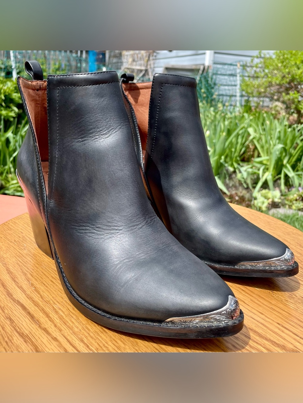 Jeffrey Campbell Cromwell Western Cut-Out Booties with Silver Metal Details